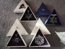 Photo of Swarovski snowflake ornaments 1999, 1997, (1995 SOLD), 2010, in boxes with documents