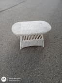 Photo of White Wicker Coffee Table – Oval Top with Lower Shelf – Excellent Condition